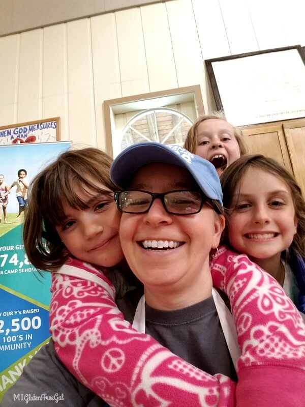 Michigan Gluten Free Camp Selfie with kids hugging