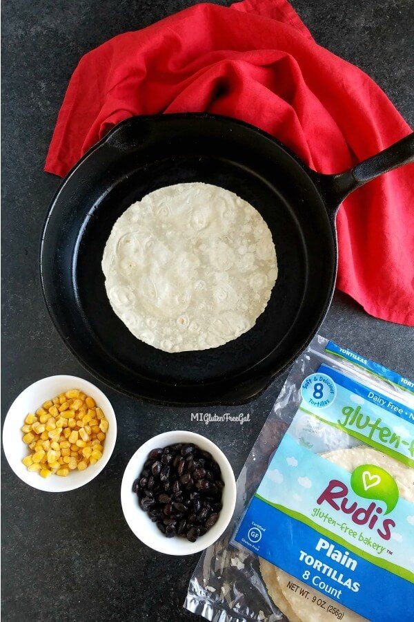 Rudi's gluten free tortillas in Skillet