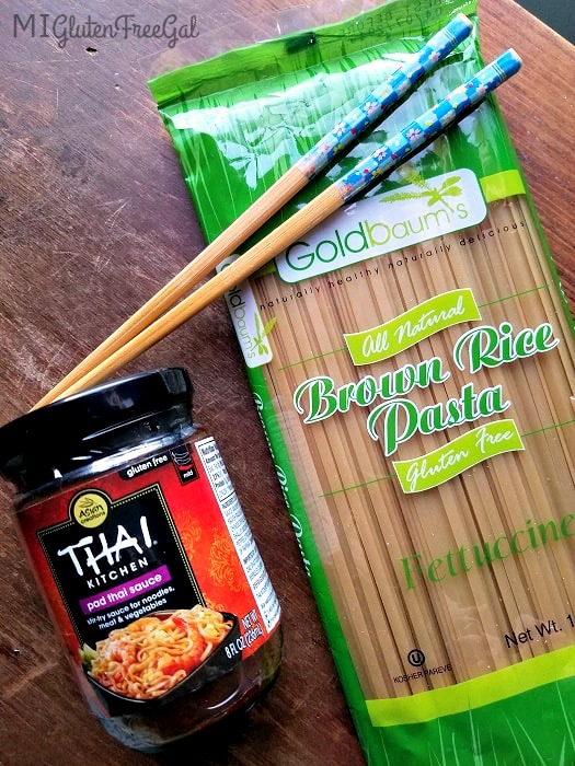 Gluten-Free Pad Thai with Goldbaum Brown Rice Fettuccine Noodles