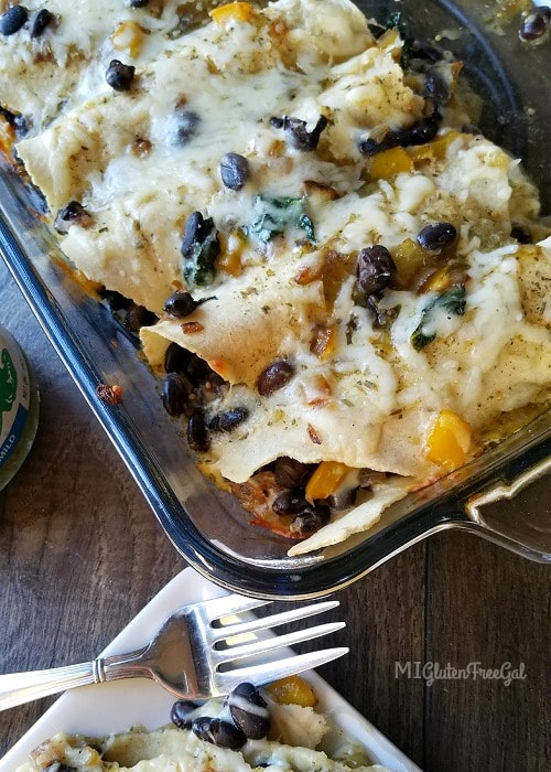 A full pan of gluten-free black bean enchiladas is a beautiful sight! 