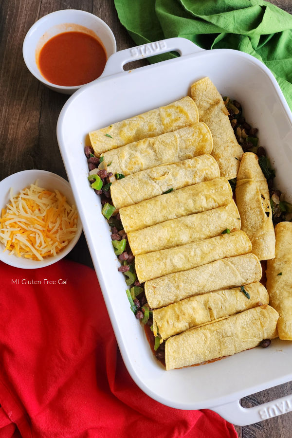 Rolled Black Bean Enchiladas