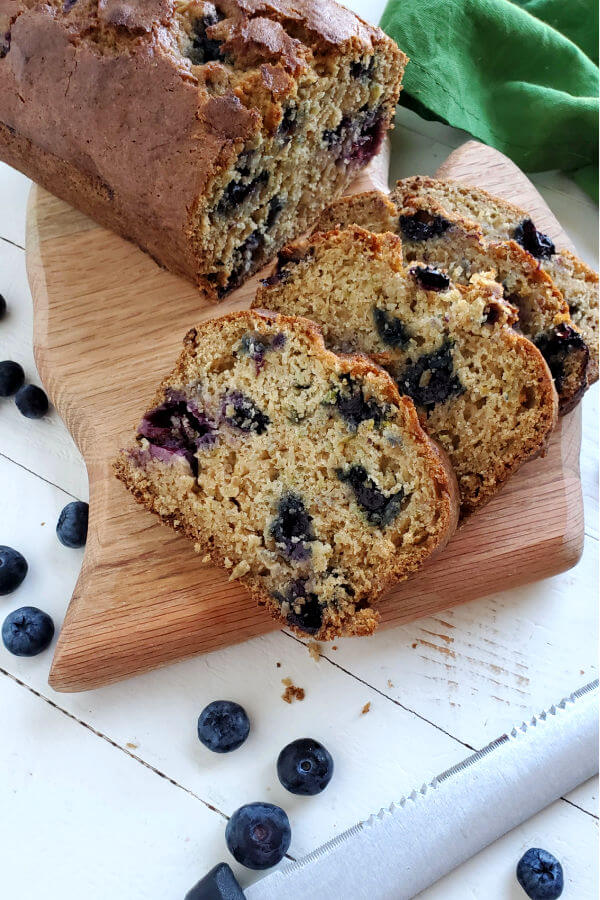 gluten free blueberry zucchini loaf sliced