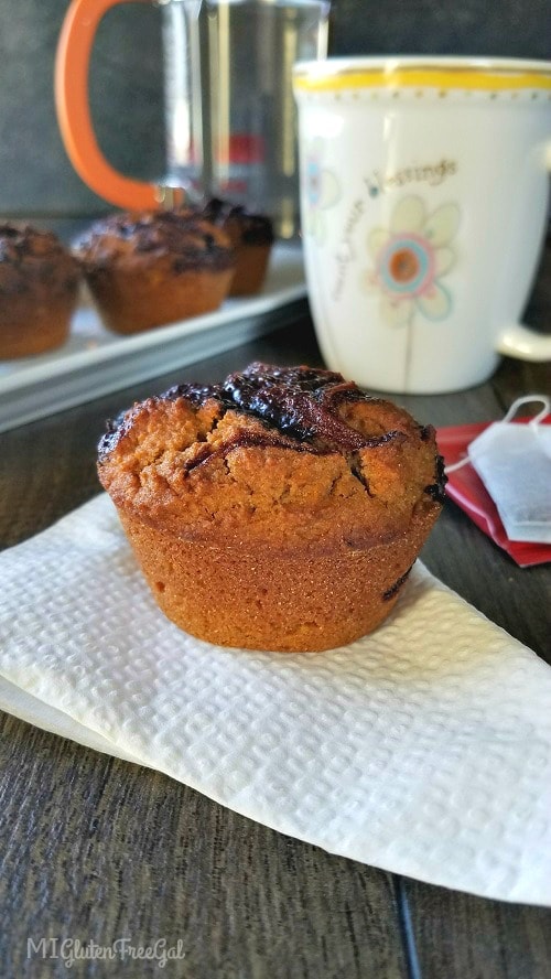 gluten-free pumpkin muffin with mug