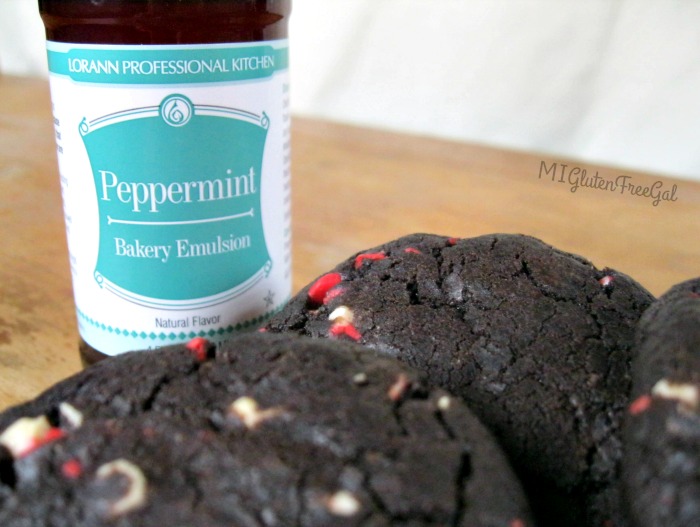 gluten-free chocolate peppermint crunch cookies with LorAnn Oils