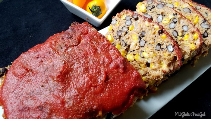 gluten-free mexican meatloaf on platter