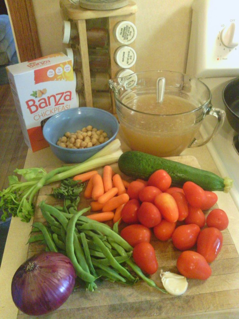 Gluten-Free Minestrone Soup Vegetables with Banza Pasta