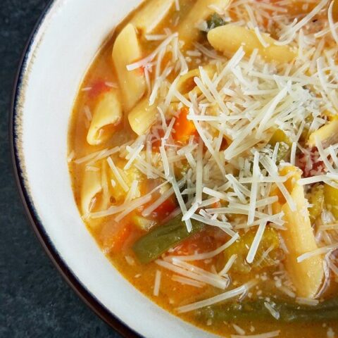 minestrone soup close up