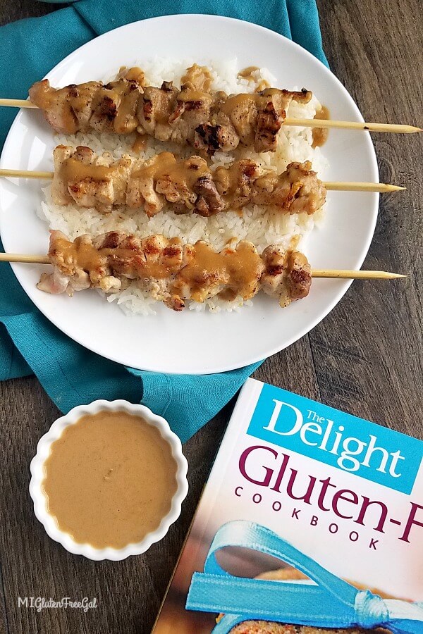 delight gluten free cookbook chicken satay skewers MI Gluten Free Gal