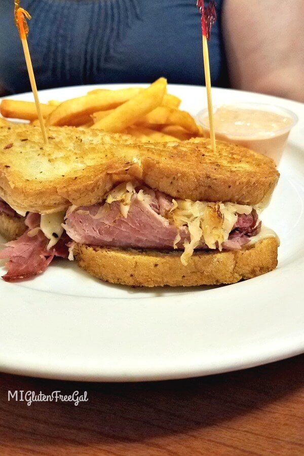 Mr Mike's Grill gluten free Reuben corned beef or turkey with fries