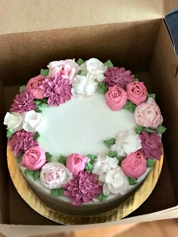 sweet bree's gluten free cake with pastel flowers