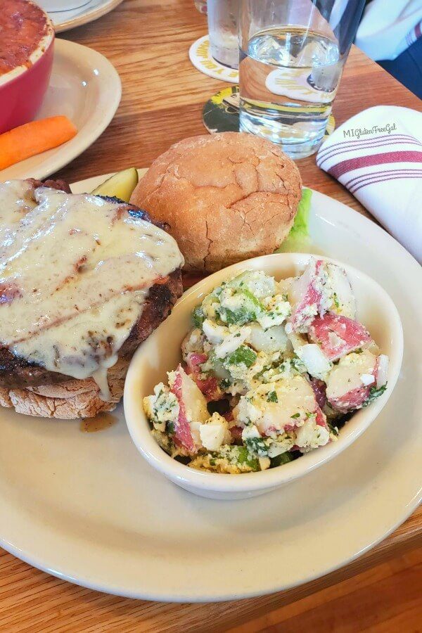 clarkston union update gluten free burger and potato salad