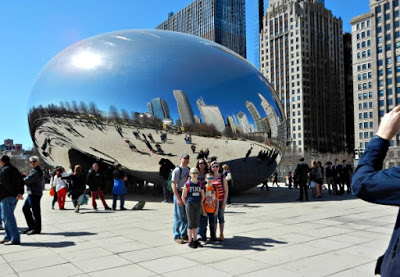 "The Bean" in downtown Chicago is a "must" tourist stop. 