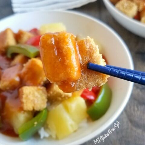 Sweet and Sour Baked Tofu Closeup