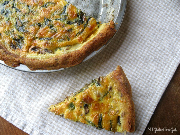 mashed potato crust quiche on napkin