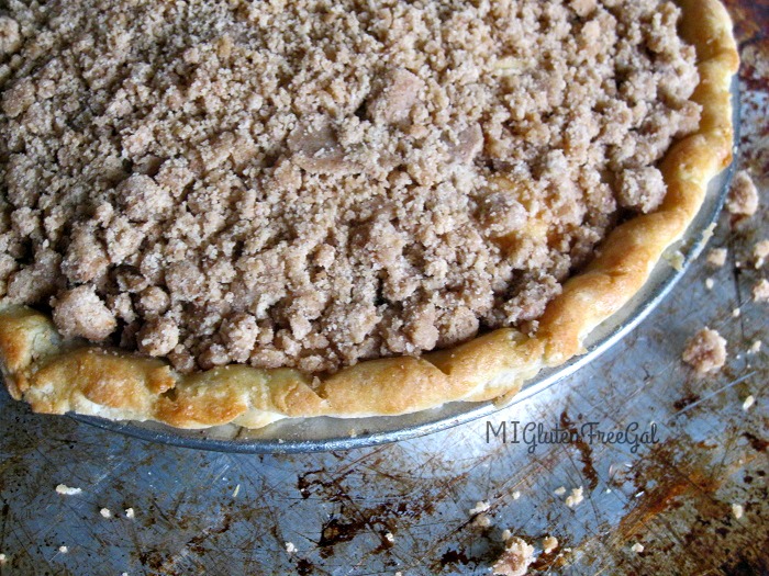 gluten-free dutch apple pie topped side view 
