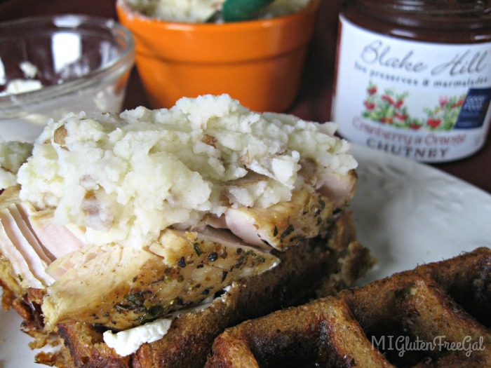 waffled gluten-free stuffing open face