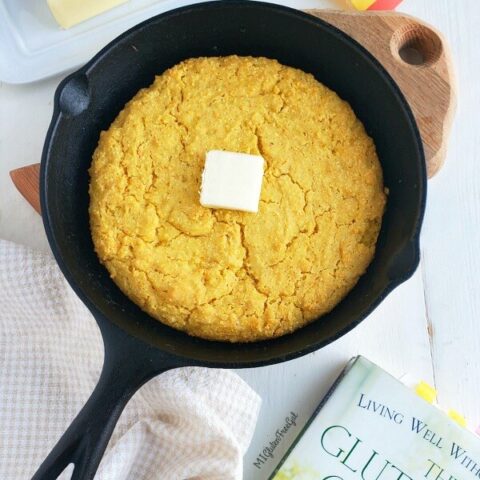 gluten free cornbread in skillet