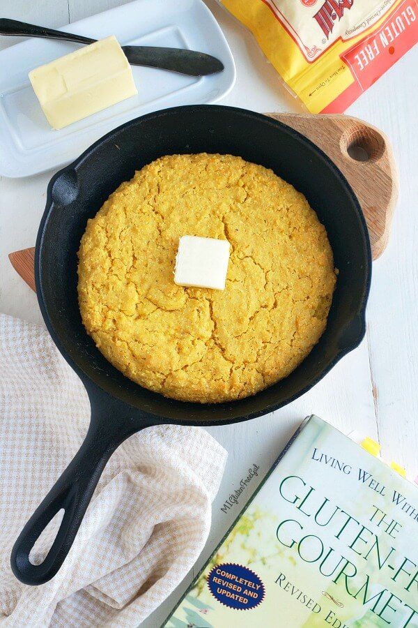 gluten free cornbread in skillet