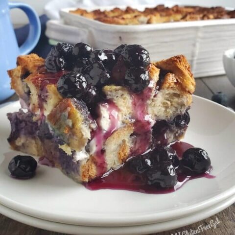 blueberry french toast casserole served