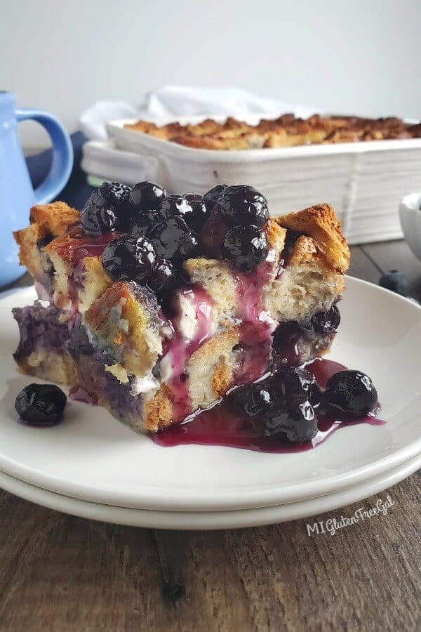 blueberry french toast casserole served
