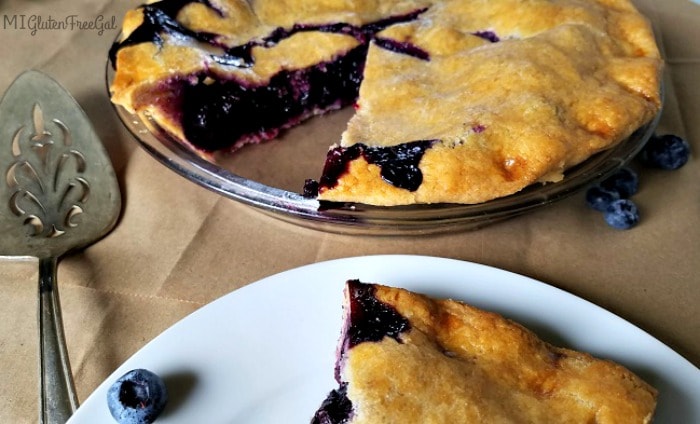 This gluten-free blueberry pie is best when allowed to rest for 24 hours