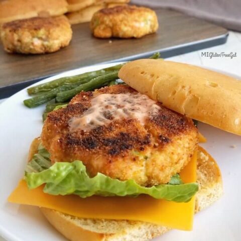 gluten free salmon patties closeup