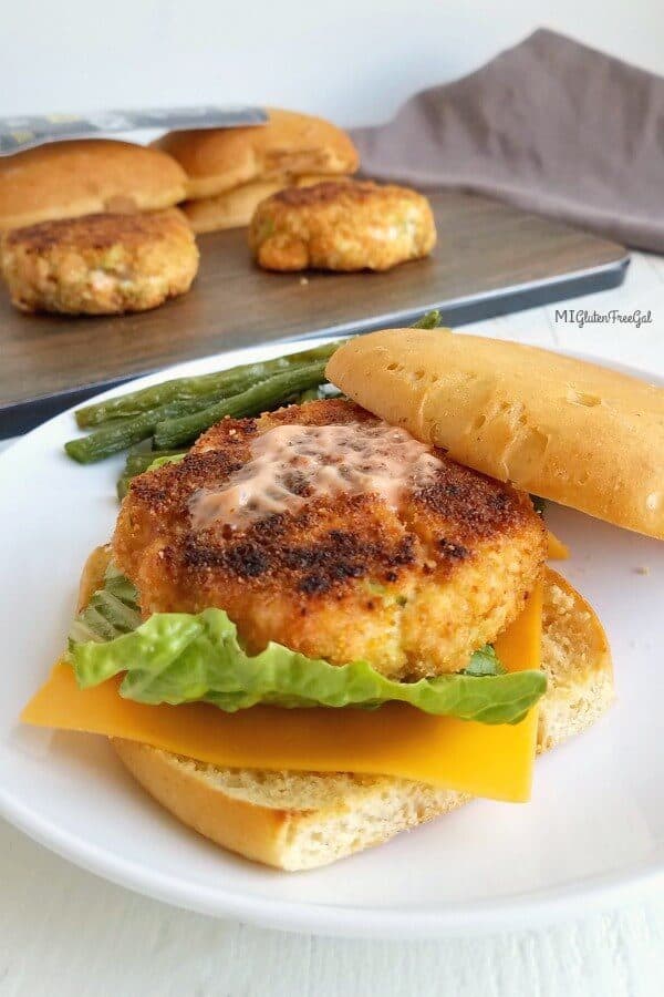 gluten free salmon patties closeup