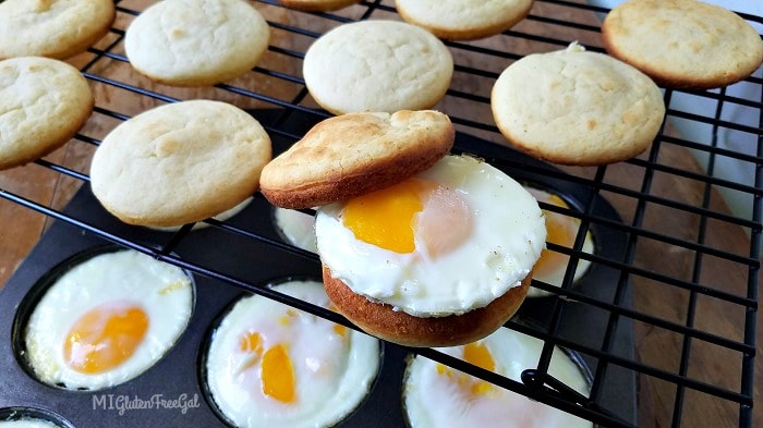 gluten-free breakfast sandwich on the cooling rack- MI Gluten Free Gal