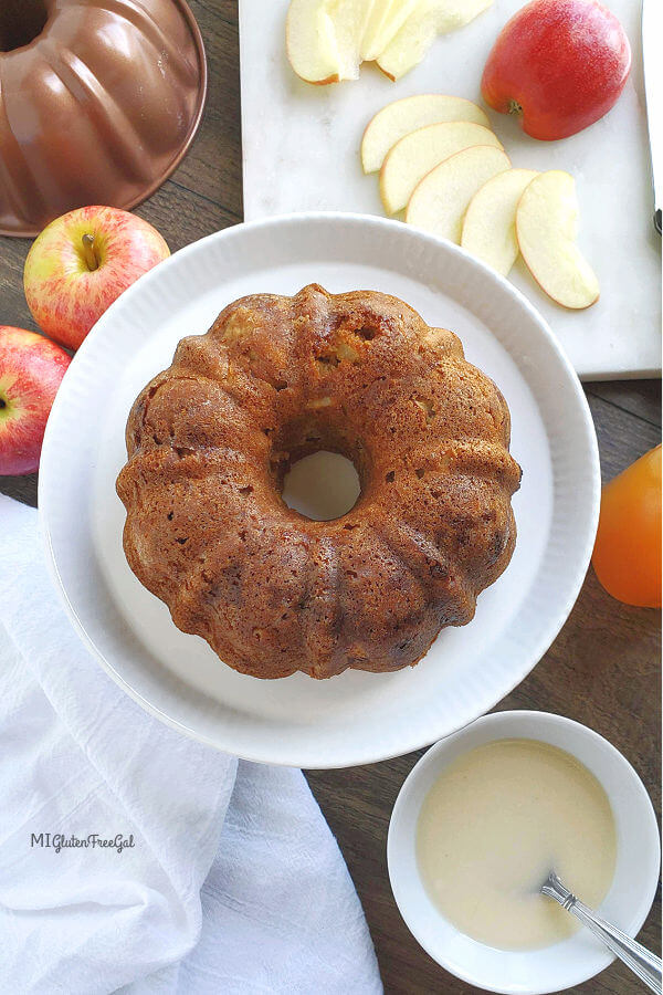 small gluten free applesauce bundt cake unglazed