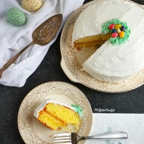 homemade lemon curd easter cake with slice