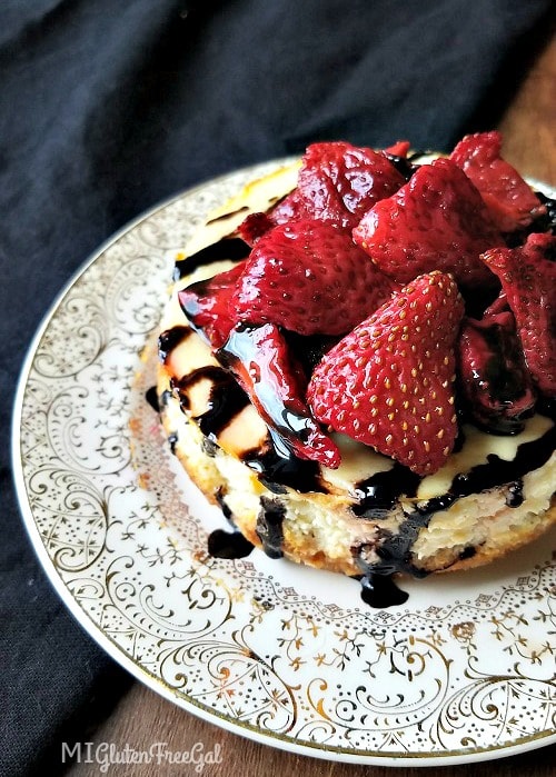 Dairy-Free Chocolate Sauce on Single Serve Gluten-Free Cheesecake