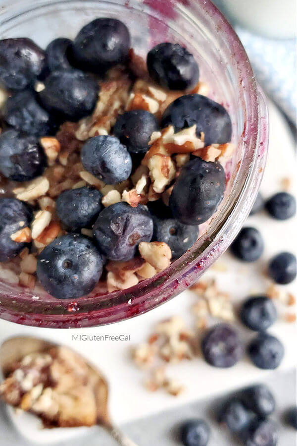 gluten free berry french toast mason jar close up