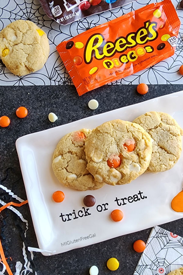 Gluten Free White Chocolate Chip Cookies with Reese's Pieces