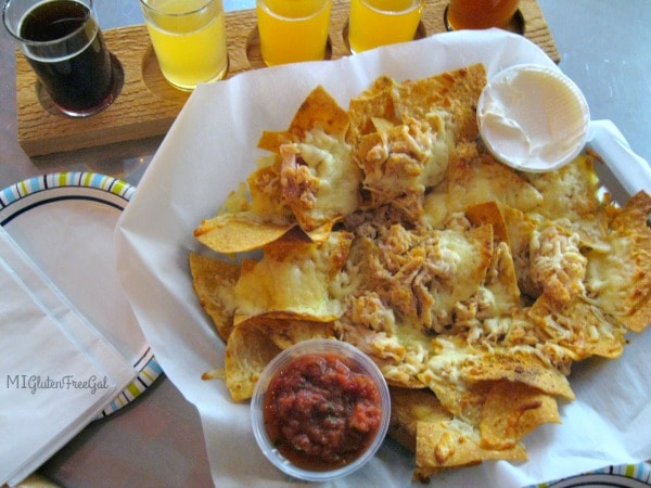 The nachos at Alt Brew are made with locally made gluten-free tortilla chips