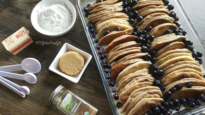 This Gluten-Free Blueberry Pancake Casserole is decadent and full of blueberry flavor!