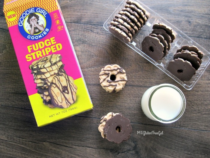 Enjoy these goodie girl fudge striped cookies with a glass of milk!