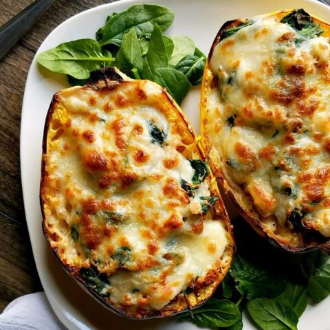 Chicken Alfredo Spaghetti Squash Broiled