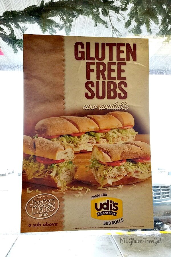 Available now! Jersey Mike's gluten free subs on an Udi's roll