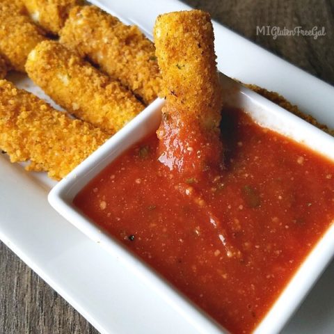 Mozzarella Cheese Sticks on Long plate, dipped