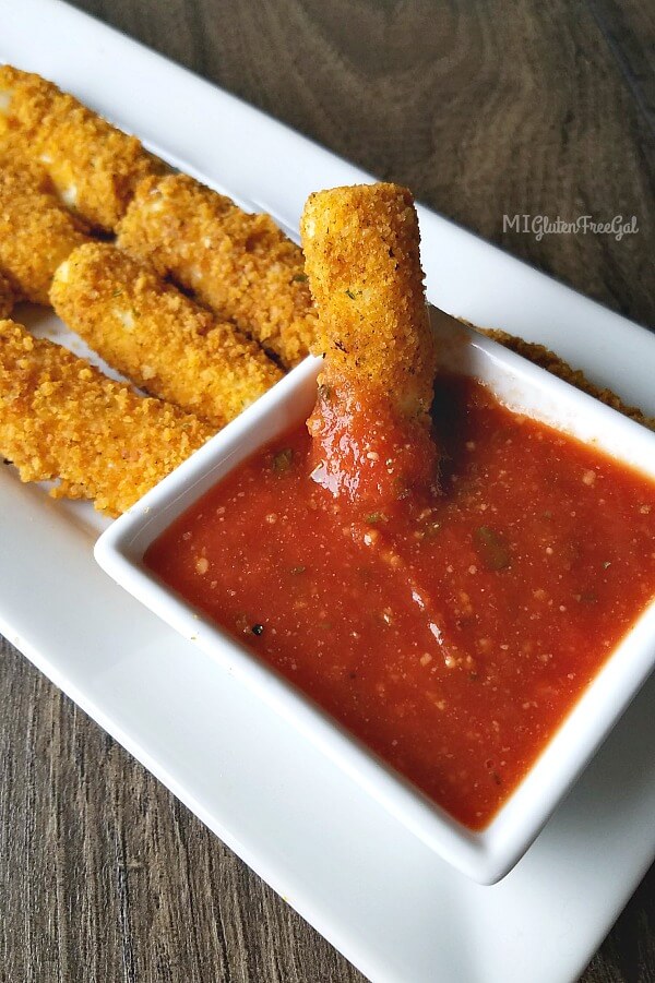 Mozzarella Cheese Sticks on Long plate, dipped