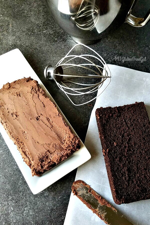 gluten-free mocha cake frosting showing