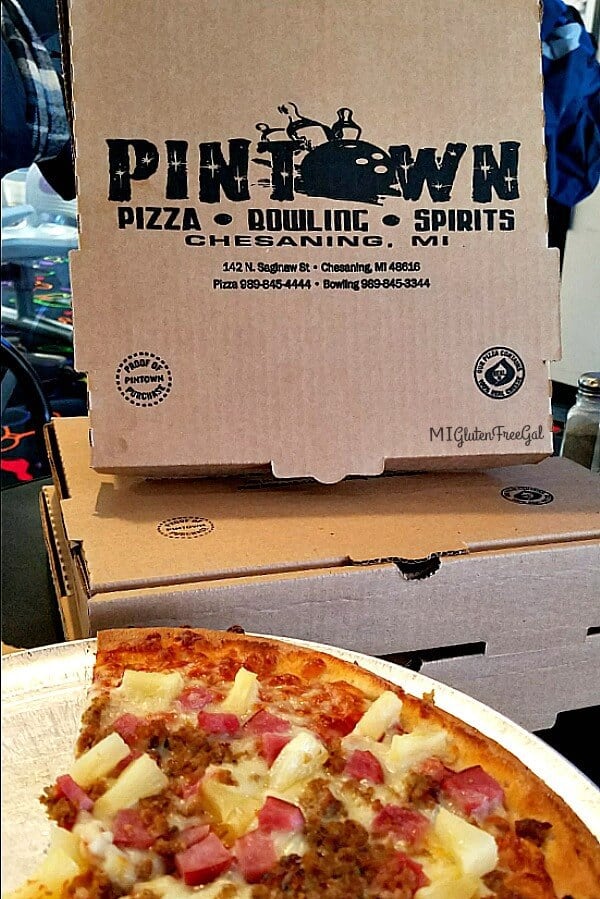 Pintown Pizza and Lanes Gluten Free Pizza and Box 
