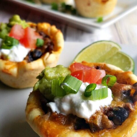 Chebe Gluten Free Enchilada Cups topped and plated