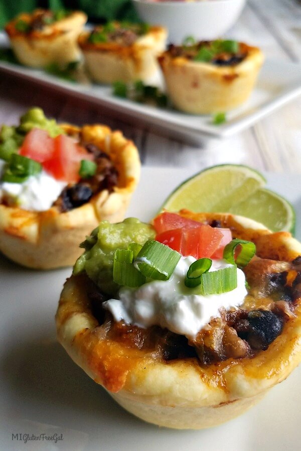 Chebe Gluten Free Enchilada Cups topped and plated