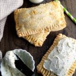 Gluten Free Savory breakfast toaster pastries topped with goat cheese