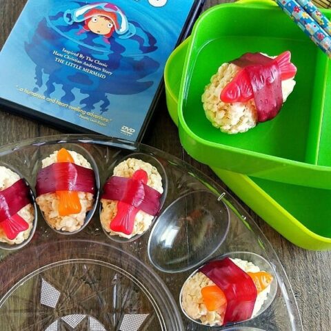 Candy Sushi: A tray of colorful candy shaped like sushi.