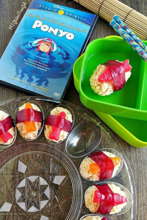 gluten free candy sushi with Ponyo