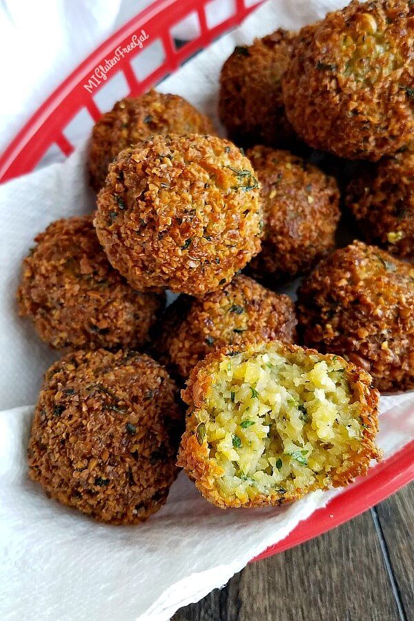 fried gluten free falafel close up photo raw chickpeas