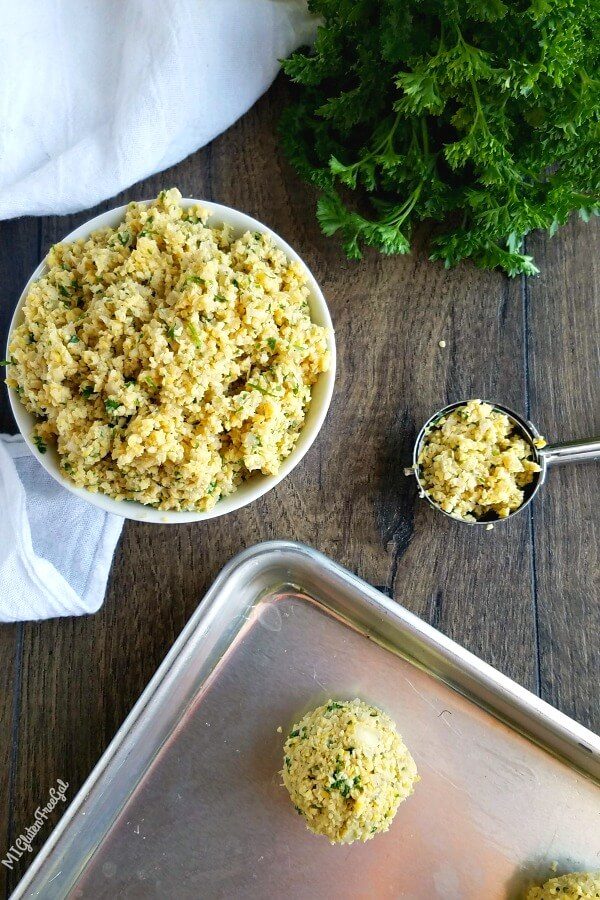 gluten free falafel mix in bowl