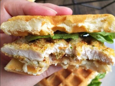 Waffled and Waffle Sandwich close up